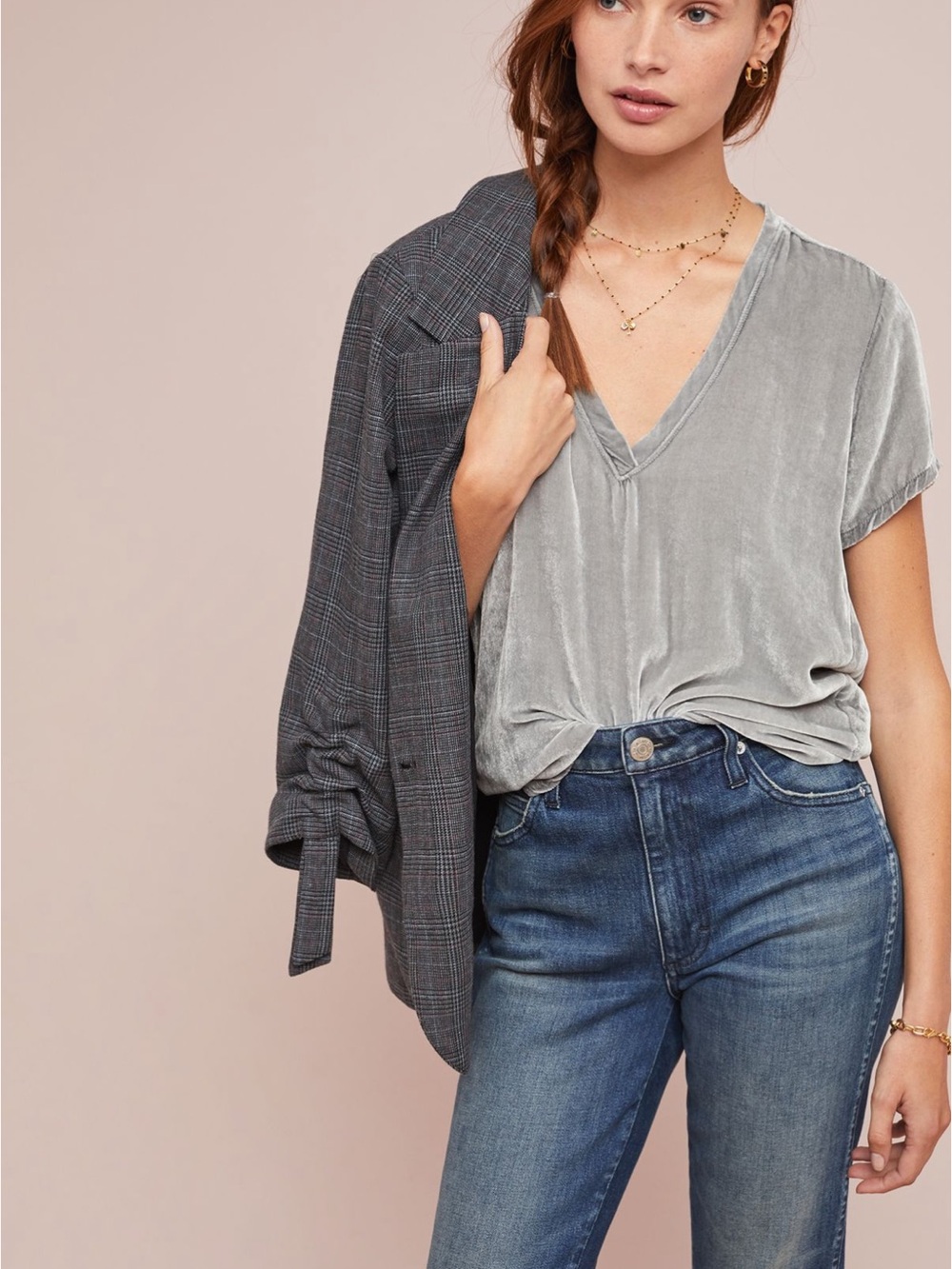 NWT Anthropologie Cloth & Stone Silk Blend Velvet Top Size XL